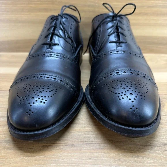 Alden Medallion Cap Toe Mens 11 A/C Black Leather Dress Shoes 909